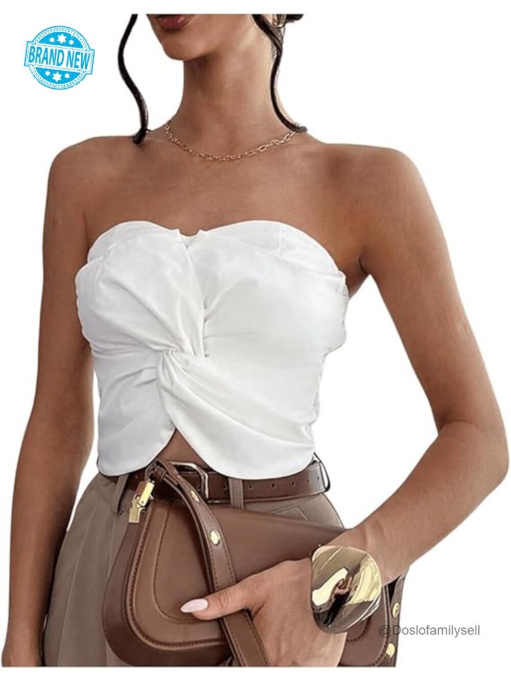 Strapless Tube Top Open Back Smocked Twist Bandeau Crop Top Summer Going Out